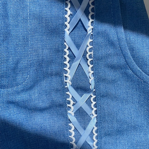 Blue shorts with lace bottom and adjustable ties - Picture 3 of 6